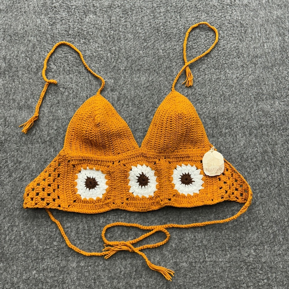 Handmade Crochet Halter Crop Top Boho Festival Beachwear One Size? Native